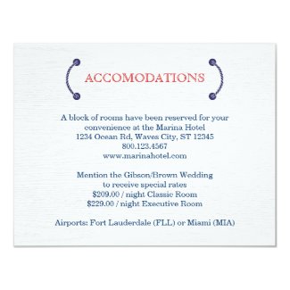 Nautical Knot Wedding Accommodations Card