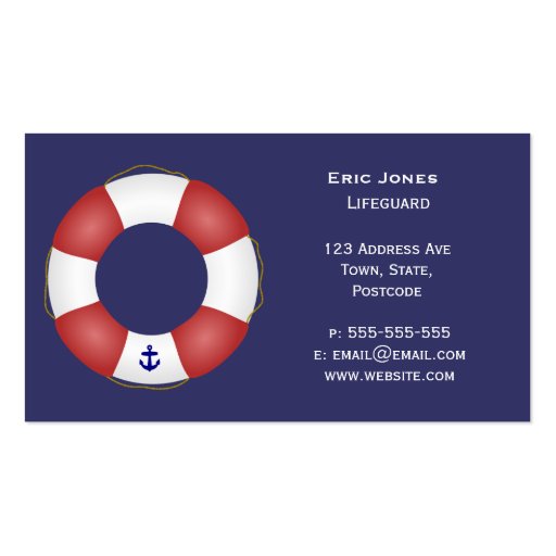 Nautical Life preserver Business Card Template (front side)