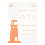 Nautical Lighthouse Coral Wedding Invitations