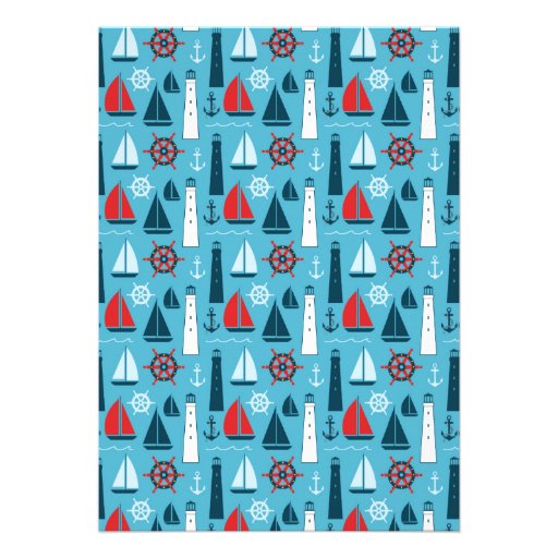 Nautical Lighthouse Sailboat Boys Baby Shower Personalized Invitation