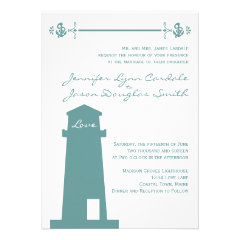 Nautical Lighthouse Wedding Venues Blue Invitation