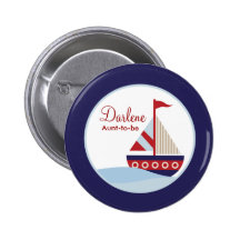 NAUTICAL LITTLE SAILBOAT SHIP NAMETAG BUTTON
