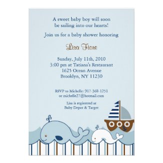 Nautical Little Whale Baby Shower Invitations