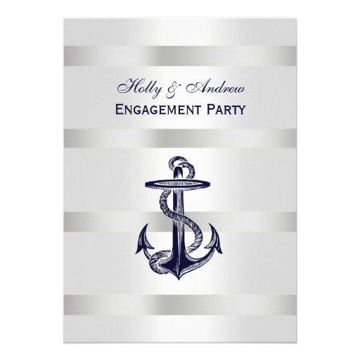Nautical Navy Blu Anchor Silver Wt BG V Engagement Announcement