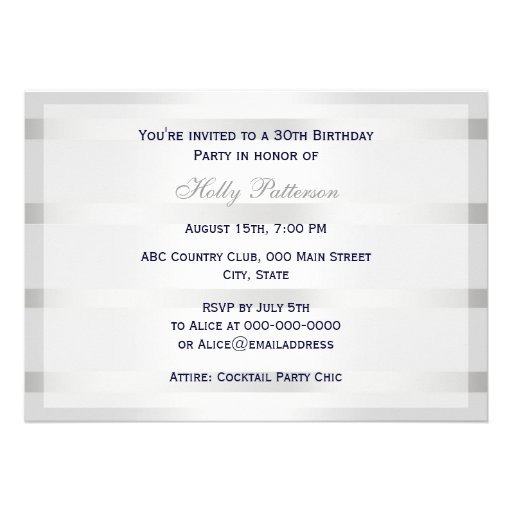 Nautical Navy Blue Anchor Silver Wt BG H Birthday Custom Invitation