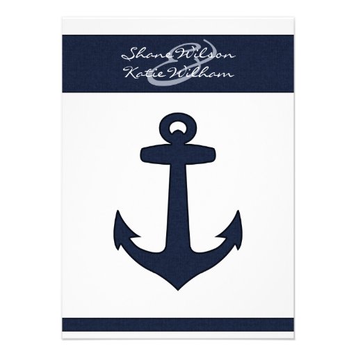Nautical Navy Blue Anchor Wedding Invitation