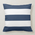 Nautical Navy Blue and White Striped Pillow pillows