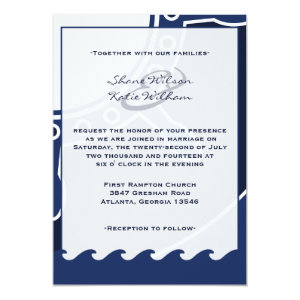 Nautical navy blue and white wedding invitations 5