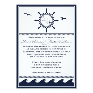 Nautical navy blue and white wedding invitations 5
