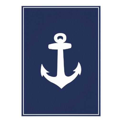 Nautical navy blue and white wedding invitations