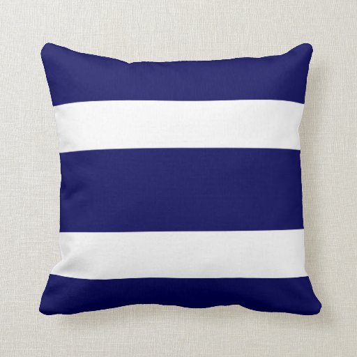 Nautical Navy Blue & White Stripe Throw Pillow Zazzle
