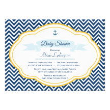 Nautical navy gold chevron baby boy shower invite