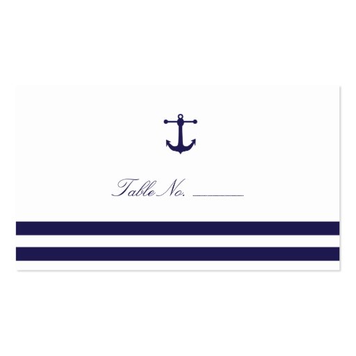 Nautical Navy Guest Table Escort Cards Business Card (front side)