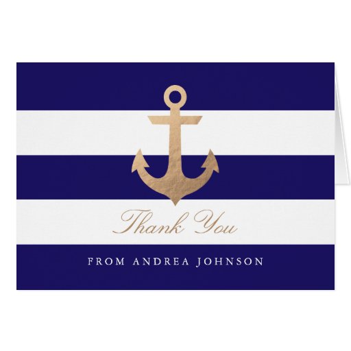 Nautical Navy Thank You Card Zazzle