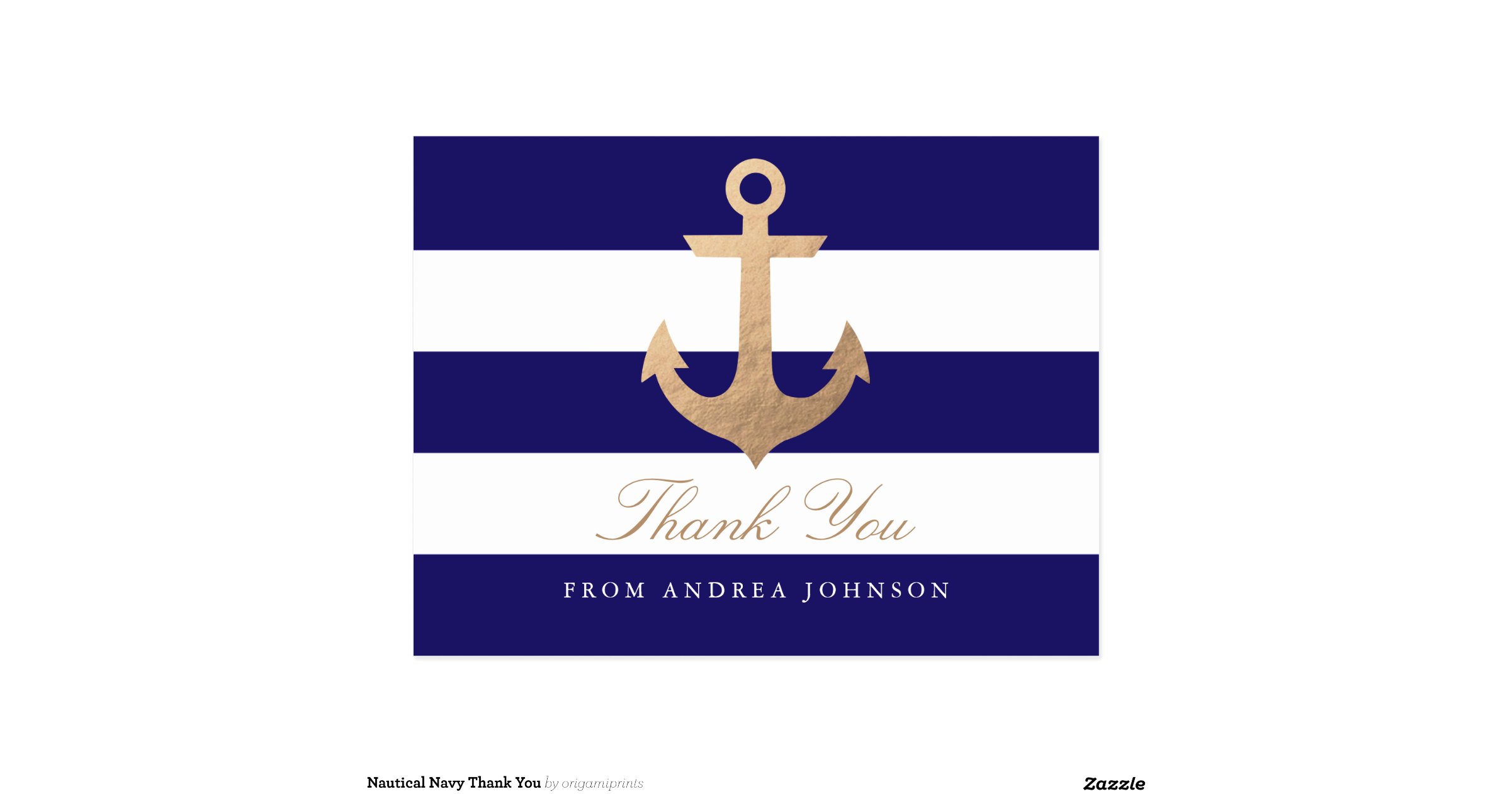 Nautical Navy Thank You Postcard Zazzle
