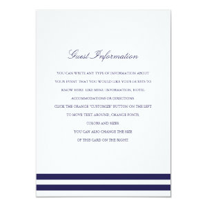 Nautical Navy Wedding Insert 4.5x6.25 Paper Invitation Card