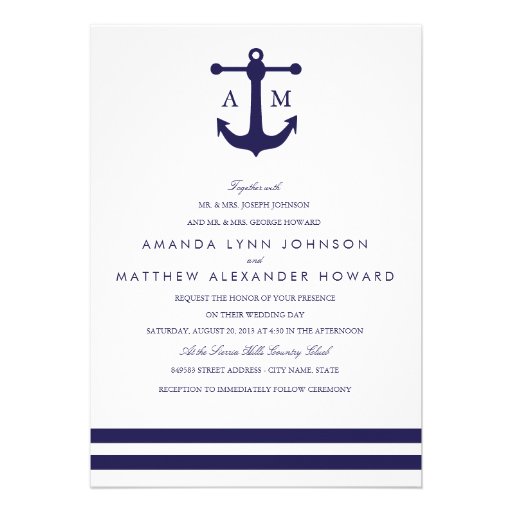 Nautical Navy Wedding Invitation