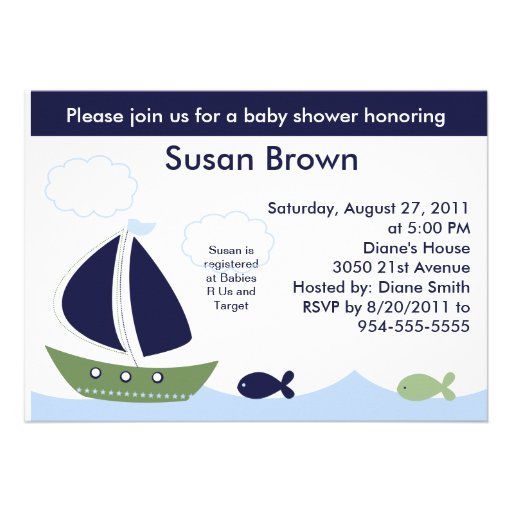 Nautical/Ocean/Sailboats Baby Shower Invitation