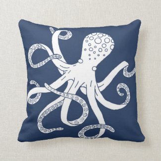 Nautical Octopus Throw Pillow