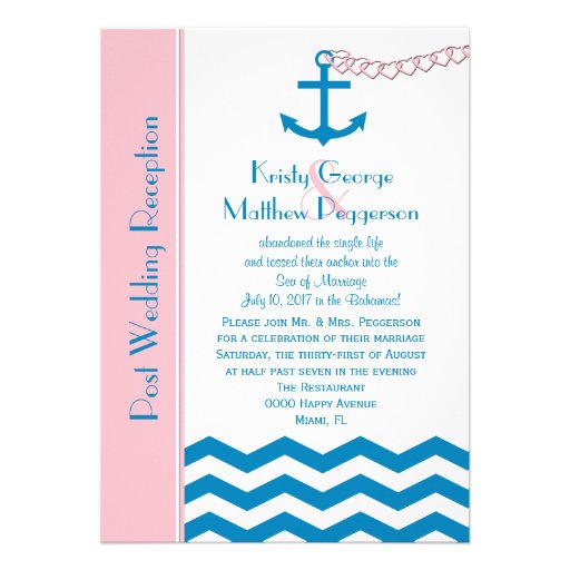 Nautical Post Wedding Reception  Invitation