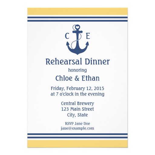 Nautical Rehearsal Dinner Announcements (front side)
