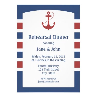 Nautical Rehearsal Dinner Custom Invitations