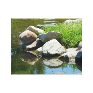 Nautical Rock Reflection in Water Wrapped Canvas Canvas Print