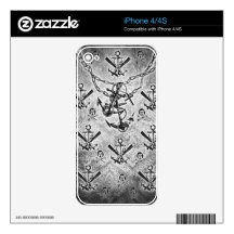 Nautical rockabilly girl and crossbones pattern. skins for iPhone 4S