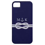 Nautical Rope and Anchor Monogram in Navy iPhone 5 Covers