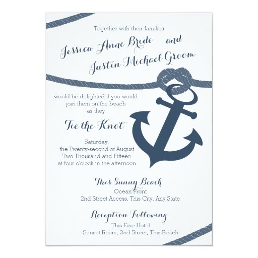 Nautical Rope and Anchor Wedding Personalized Invite (front side)