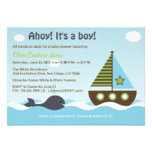 Nautical Sailboat Baby Boy Baby Shower Invitation