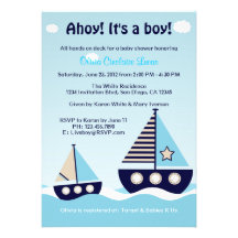 Nautical Sailboat Baby Boy Baby Shower Invitation