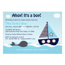 Nautical Sailboat Baby Boy Baby Shower Invitation