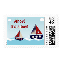 Nautical Sailboat Baby Boy Baby Shower Stamps