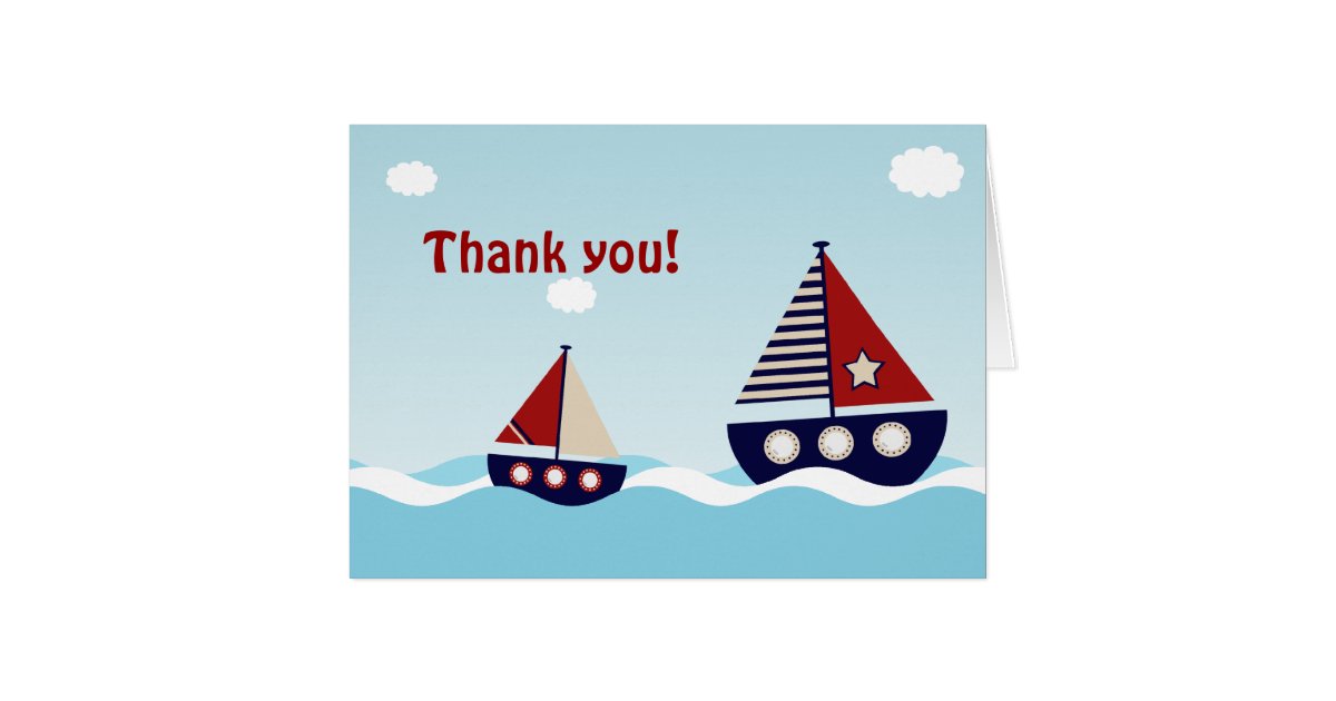 Nautical Sailboat Baby Boy Baby Shower Thank You Card | Zazzle