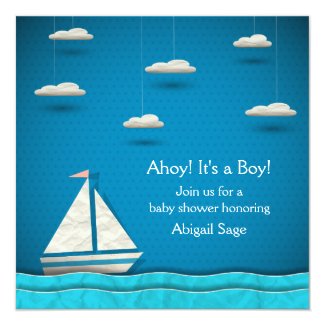 Nautical Sailboat Baby Shower Invitation ~ Boys