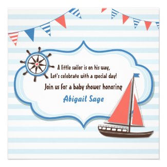 Nautical Sailboat Baby Shower Invitations for Boys