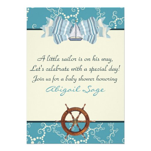 Nautical Sailboat Baby Shower Invites for Boys (front side)