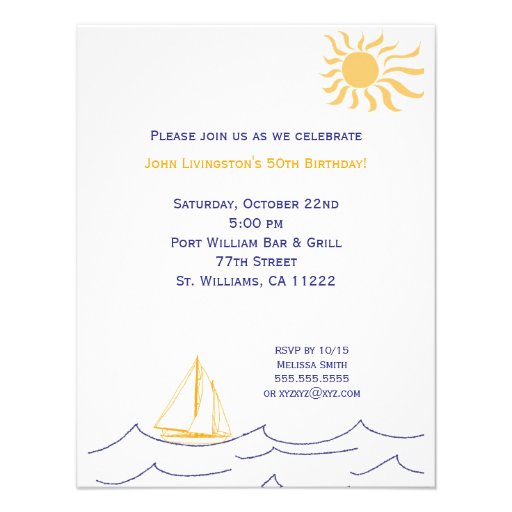 Nautical Sailboat Birthday Party Invitation