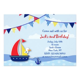 Nautical Sailboat Birthday Party Invitations