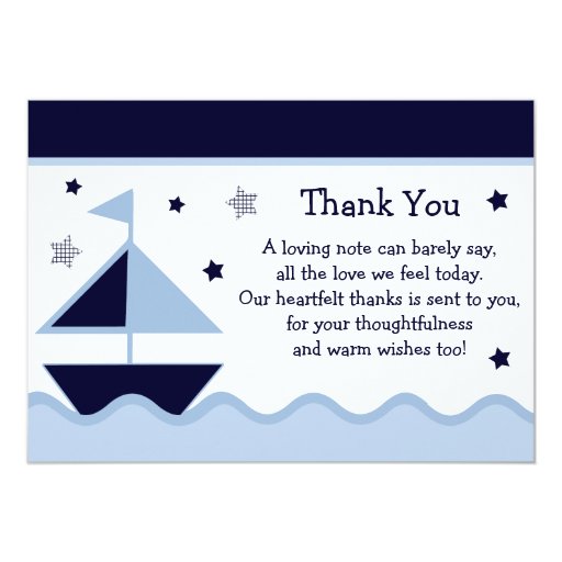 Nautical/Sailboat/Navy Baby Shower Thank You Card | Zazzle