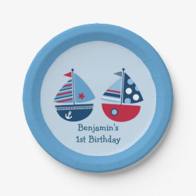 Nautical Sailboat Paper Plates 7 Inch Paper Plate