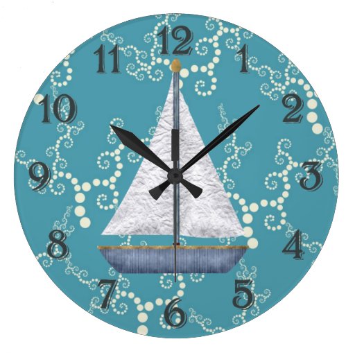 Nautical Sailboat Wall Clock Zazzle