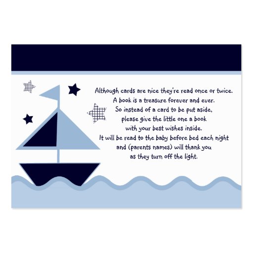 Nautical Sailboats Navy  Favor/Tags Business Card Template (front side)