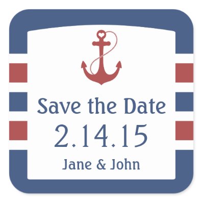 Nautical Save the Date Square Stickers