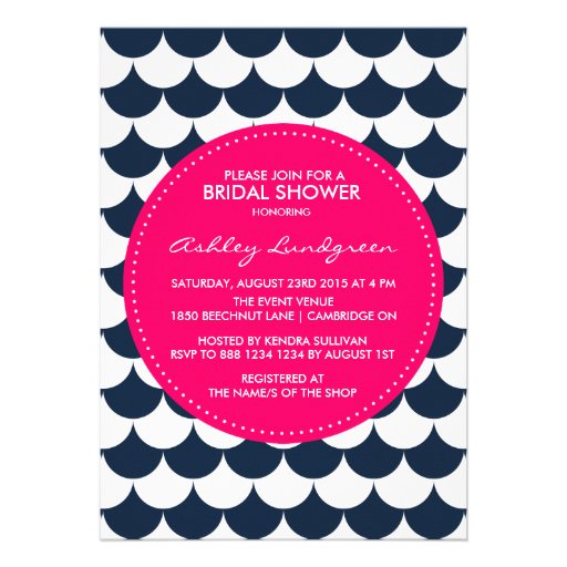 Nautical Scallop Pattern Bridal Shower Invitation