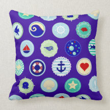 Nautical Sea Blue Sailor Pattern Pillows