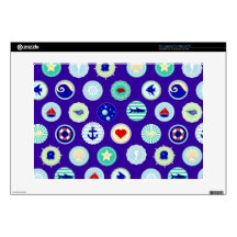 Nautical Sea Blue Sailor Pattern Skin For 15" Laptop