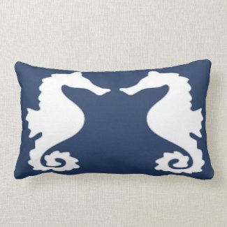 Nautical Sea Horses Lumbar Pillow