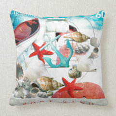 Nautical Seashells Anchor Starfish Beach Theme Pillows